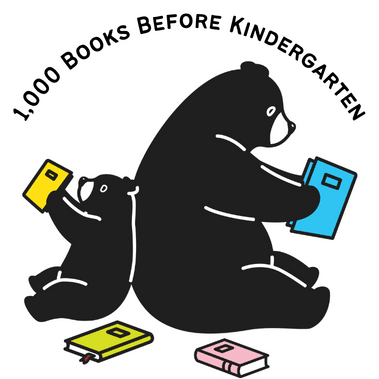 Two bears reading back to back, one small and one big