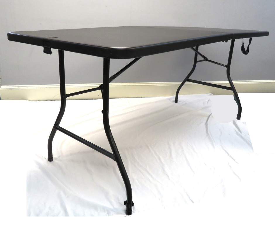 Black folding table, 6 feet long